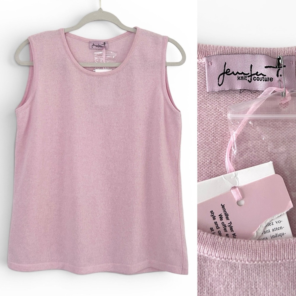 Jennifer T Knit Couture Women's 14 Pink 100% Cashmere Pullover Sweater Tank NWT